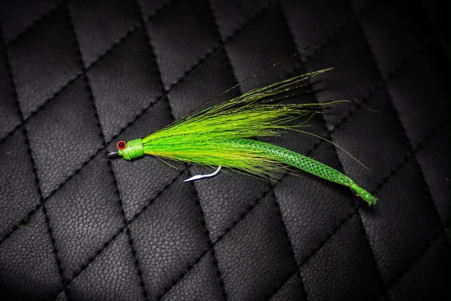 Bright green handmade bucktail lure