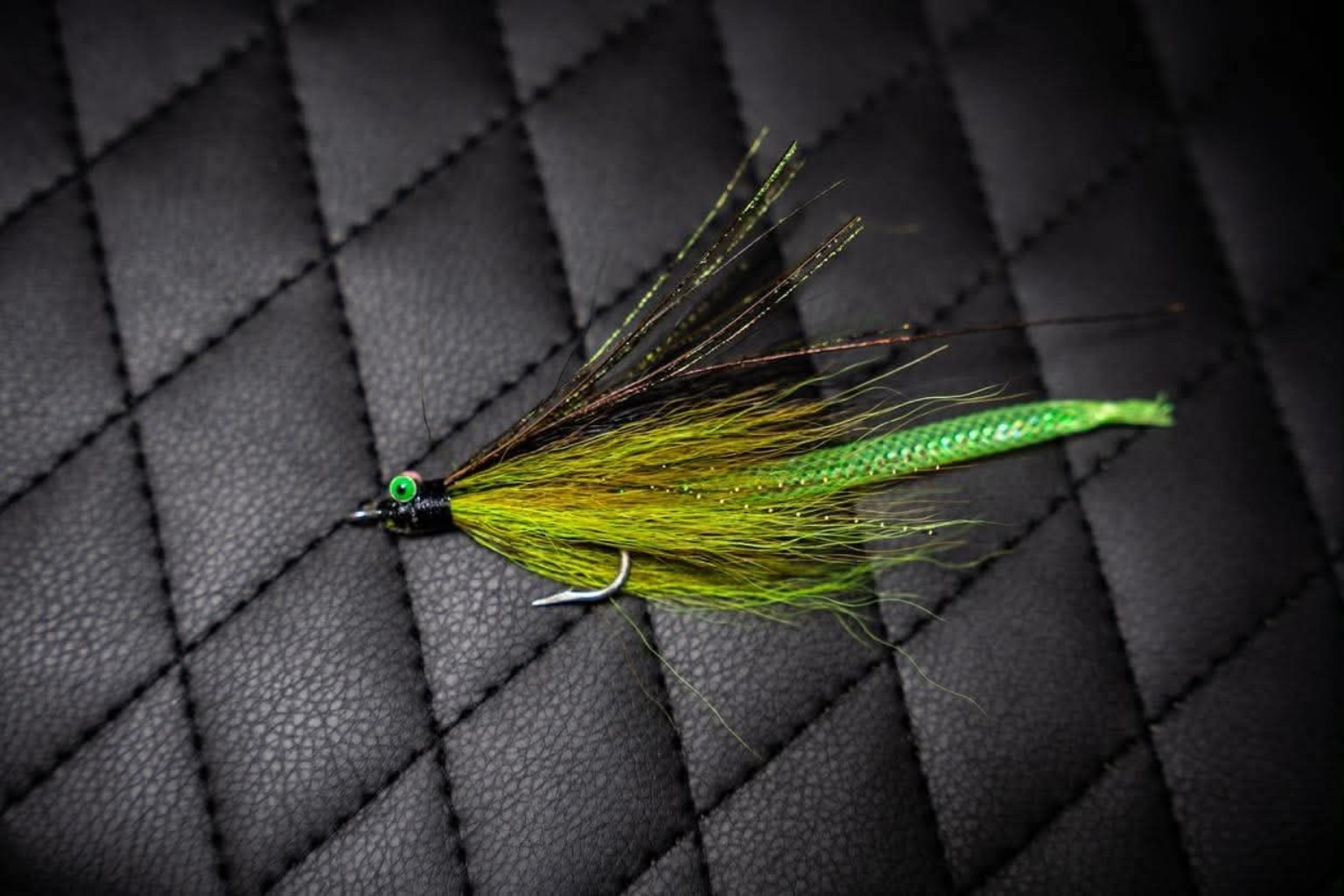 Olive green handmade bucktail lure