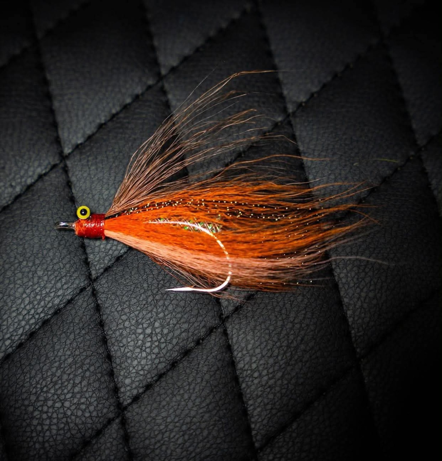 Orange and brown handmade bucktail lure